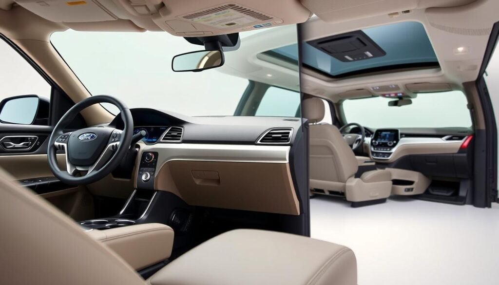 Interior features of Ford Explorer and Chevy Traverse interiors