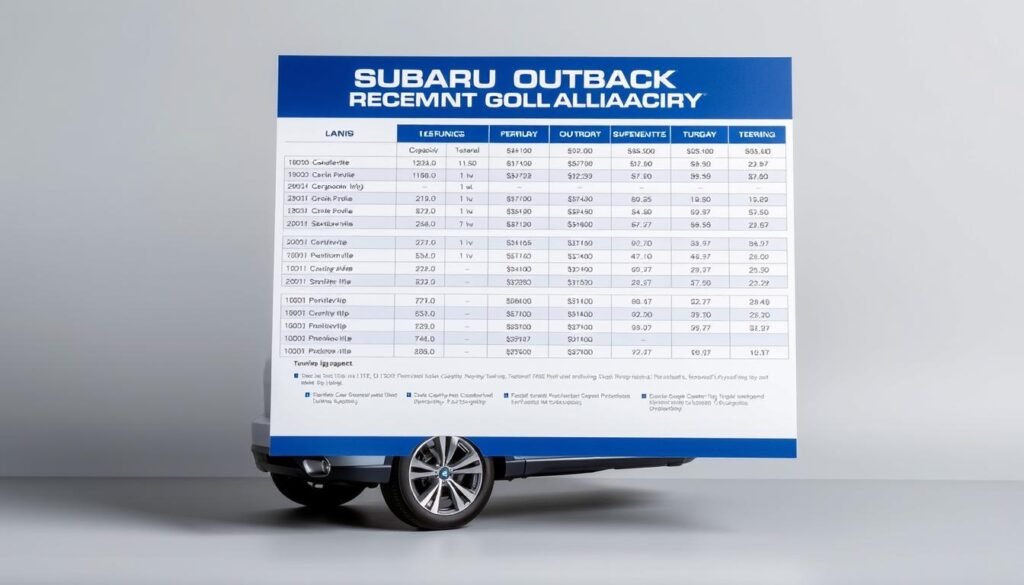 Subaru Outback towing capacity chart