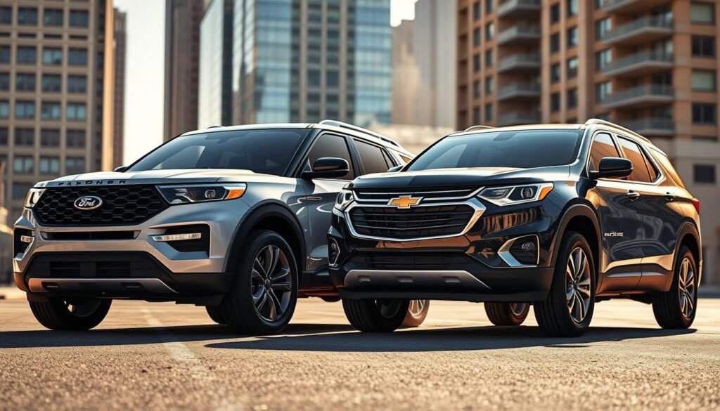 exterior design of Ford Explorer and Chevy Traverse