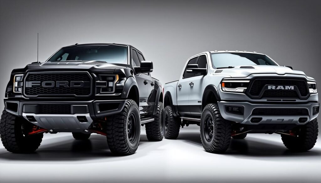 feature comparison of Ford Raptor vs Ram TRX