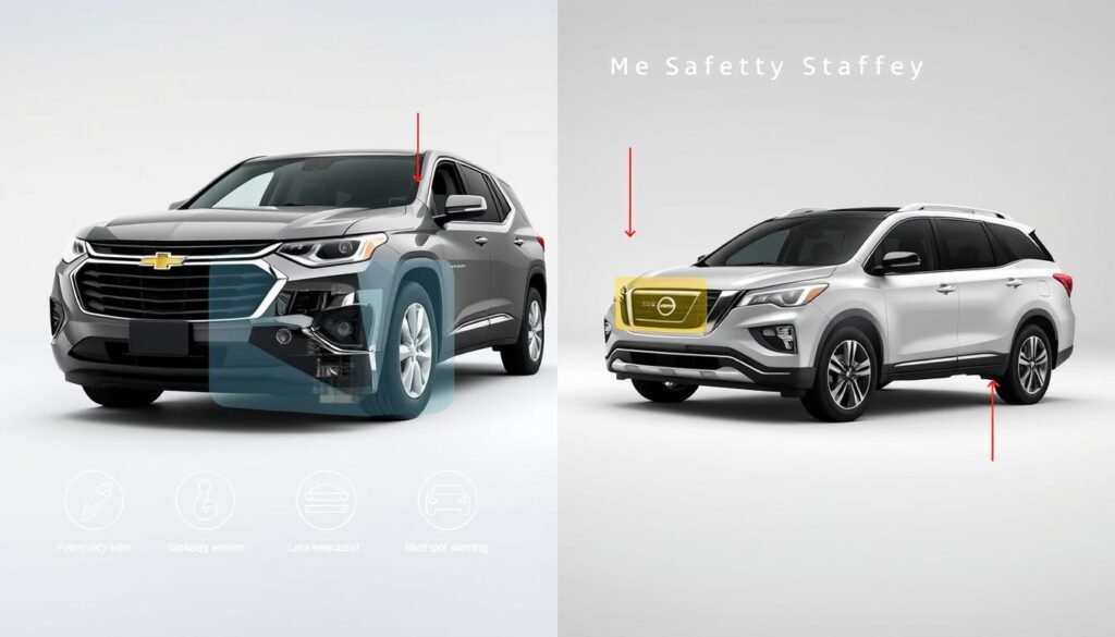 Chevy Traverse safety features and Nissan Pathfinder safety features comparison Chevy Traverse safety features and Nissan Pathfinder safety features comparison